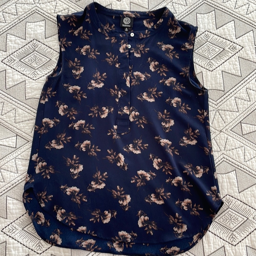 Bobeau Womens Top Blouse Floral Popover Sleeveless